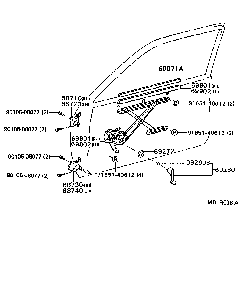  TERCEL |  FRONT DOOR WINDOW REGULATOR HINGE