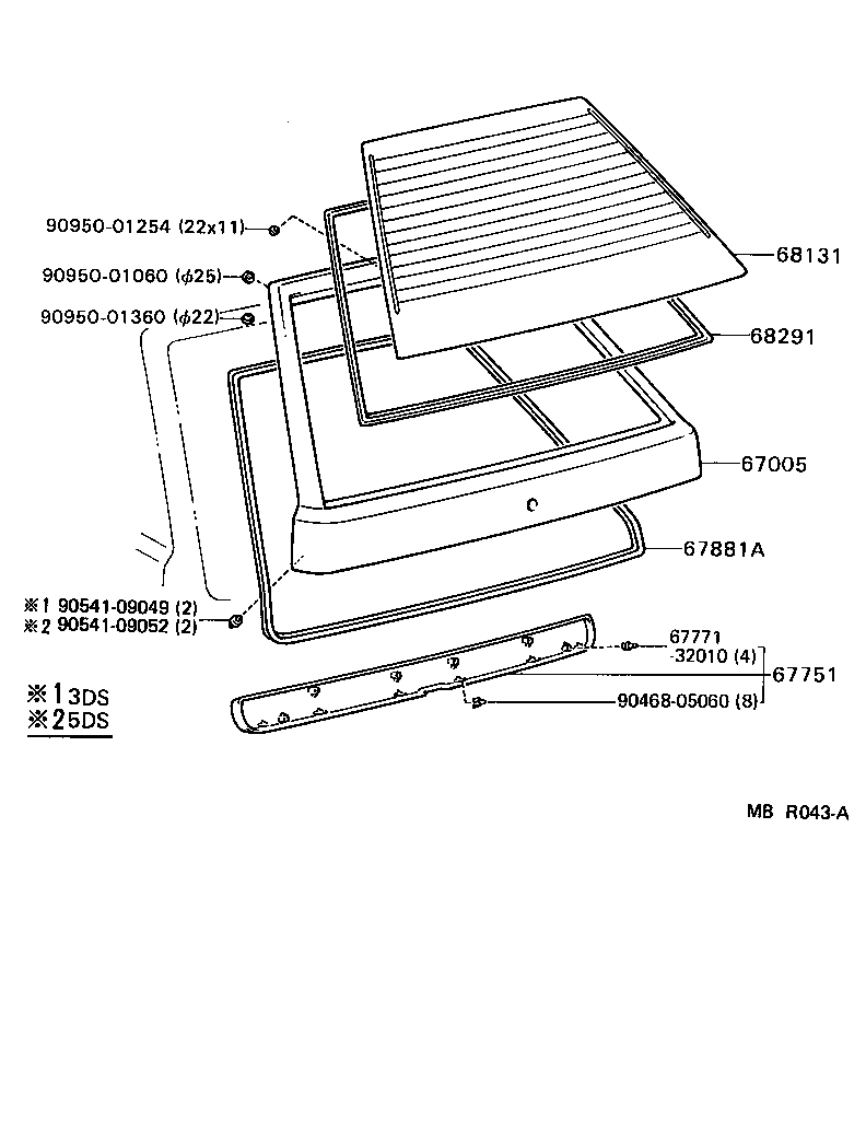  TERCEL |  BACK DOOR PANEL GLASS