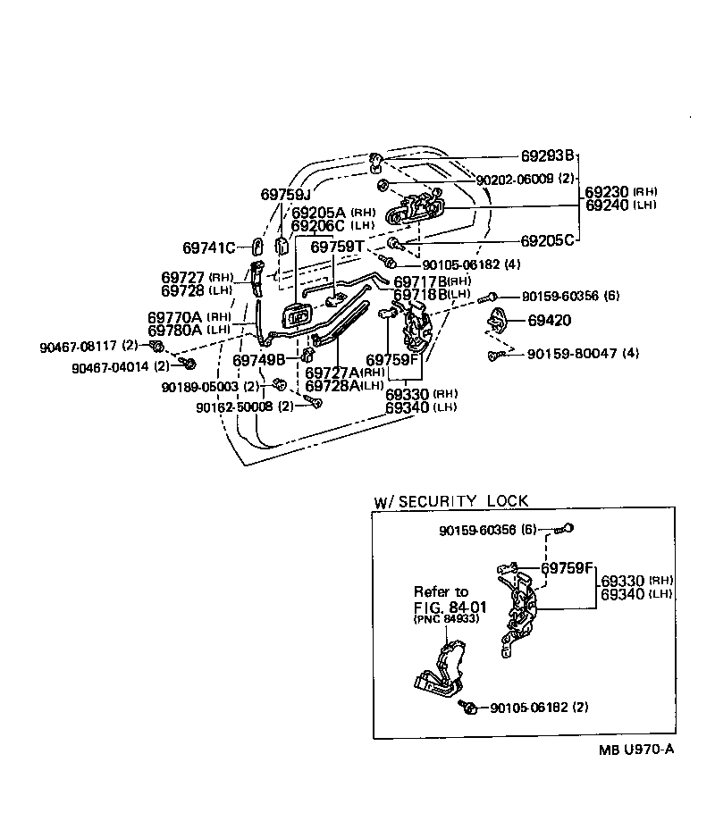  TERCEL |  REAR DOOR LOCK HANDLE