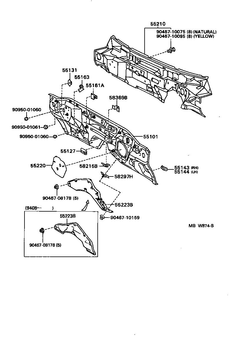  T100 |  FRONT FENDER APRON DASH PANEL