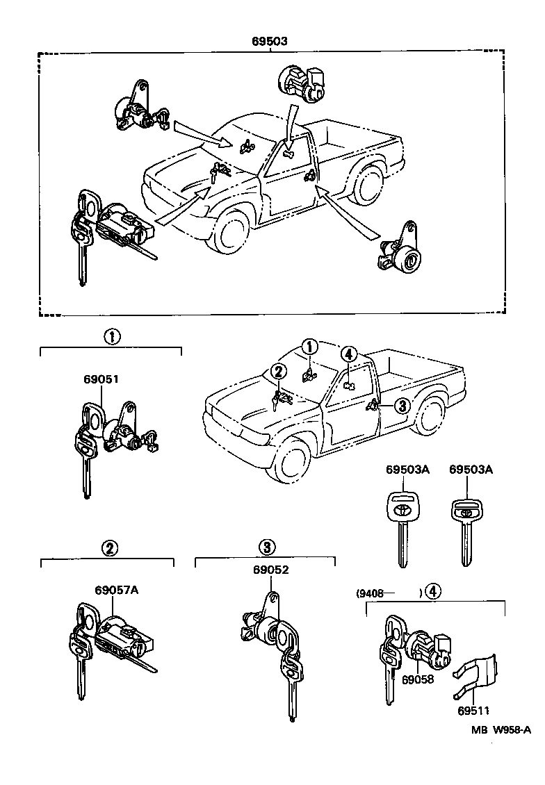  T100 |  LOCK CYLINDER SET