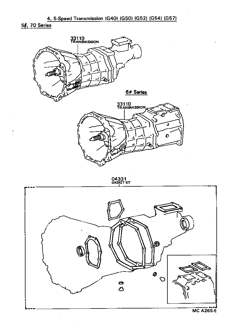  4 RUNNER TRUCK |  TRANSAXLE OR TRANSMISSION ASSY GASKET KIT MTM