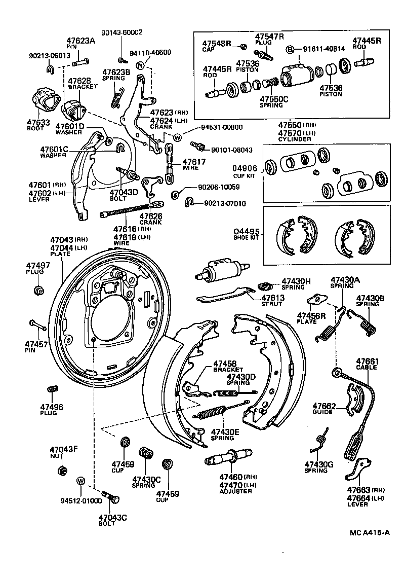  4 RUNNER TRUCK |  REAR DRUM BRAKE WHEEL CYLINDER BACKING PLATE