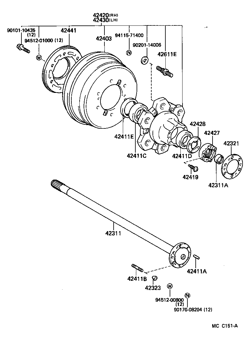  4 RUNNER TRUCK |  REAR AXLE SHAFT HUB