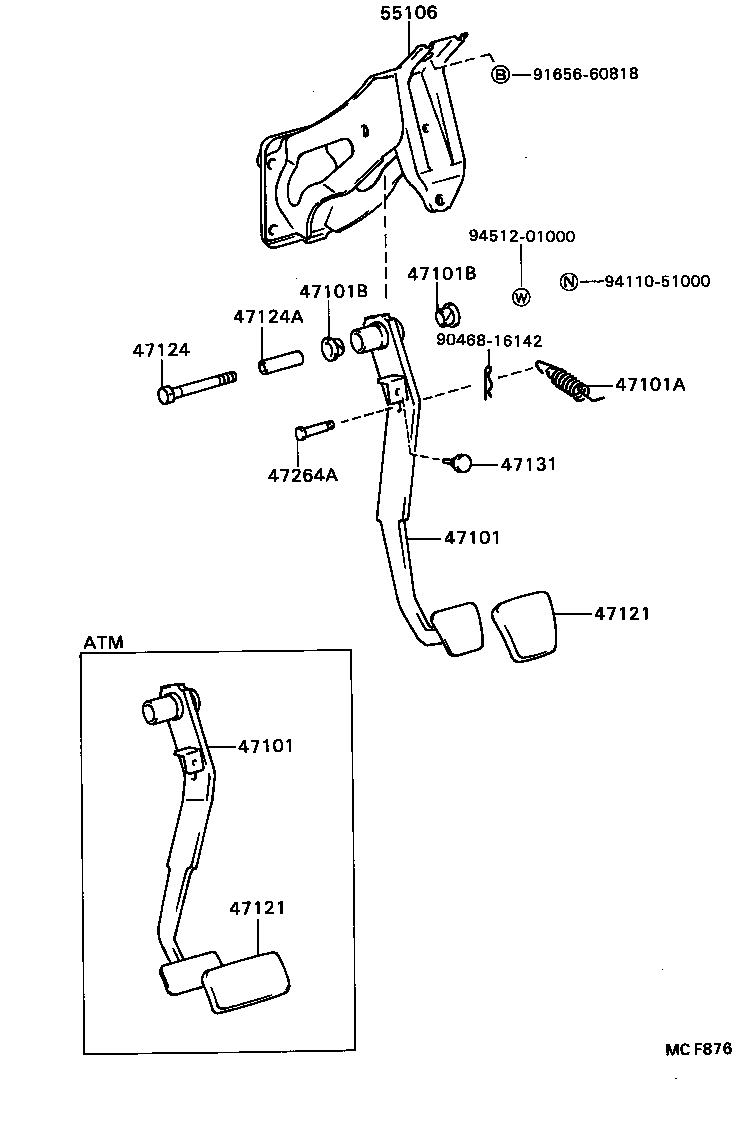  TERCEL |  BRAKE PEDAL BRACKET