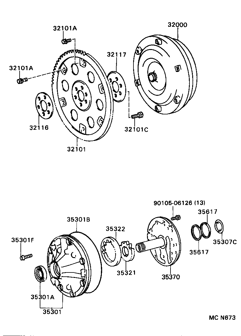  T100 |  TORQUE CONVERTER FRONT OIL PUMP CHAIN ATM