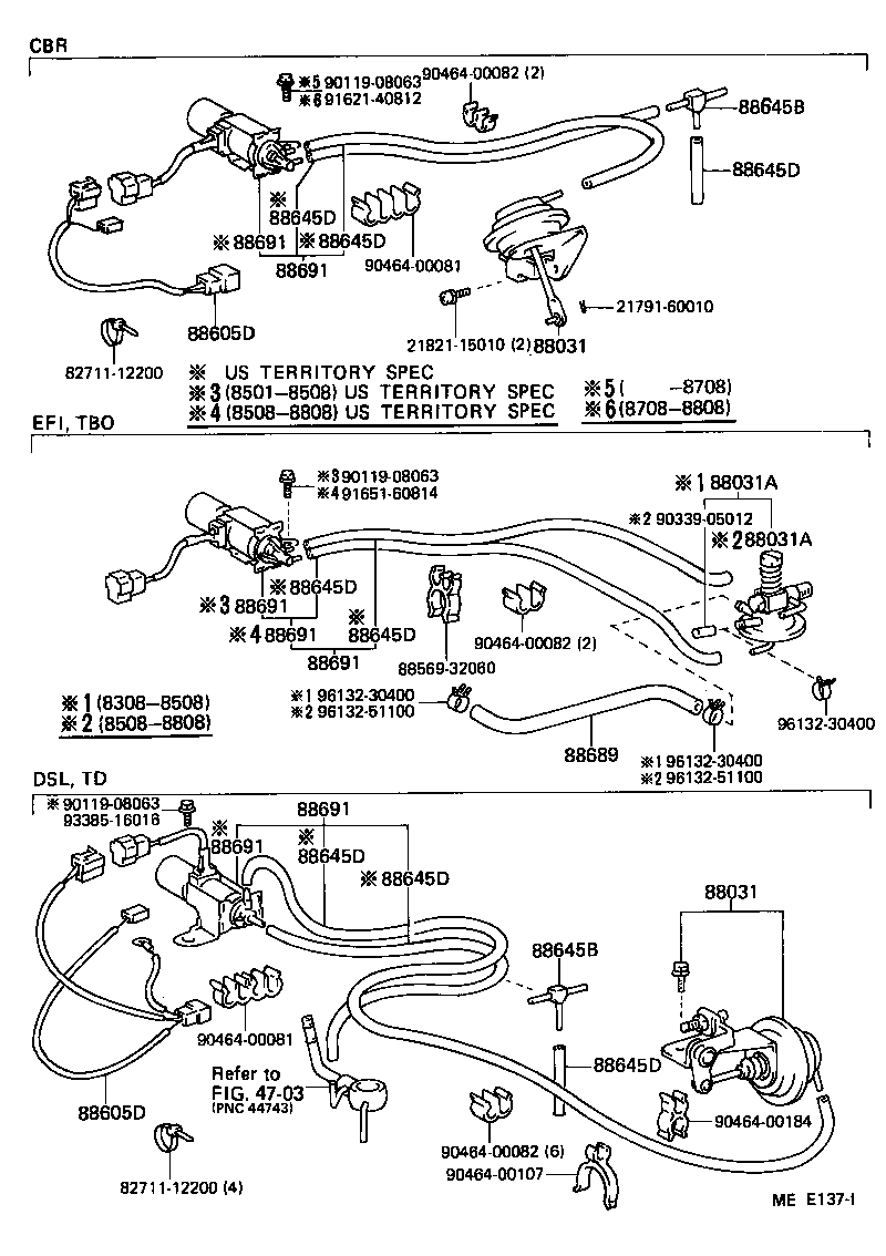 4 RUNNER TRUCK | HEATING AIR CONDITIONING VACUUM PIPING