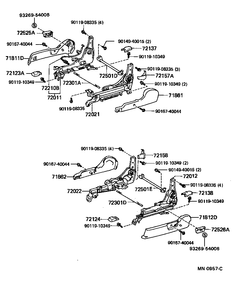  TERCEL |  FRONT SEAT SEAT TRACK