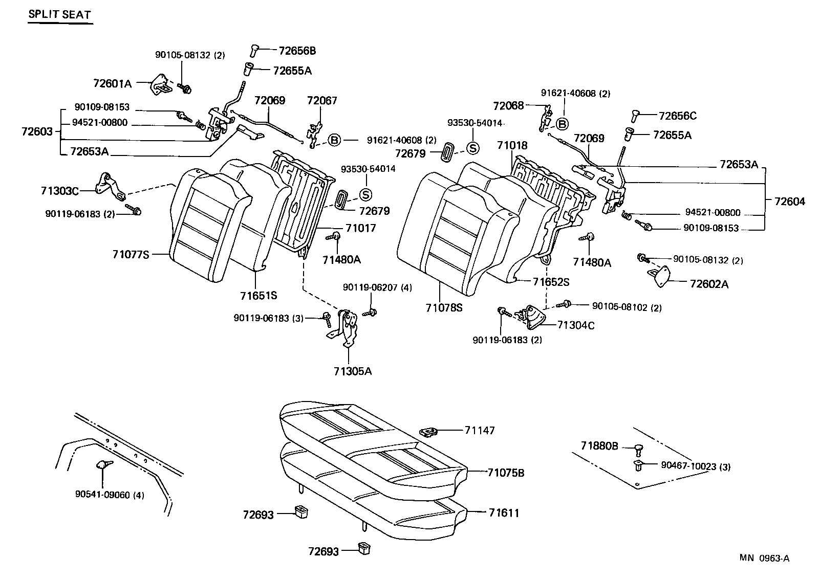  TERCEL |  REAR SEAT SEAT TRACK