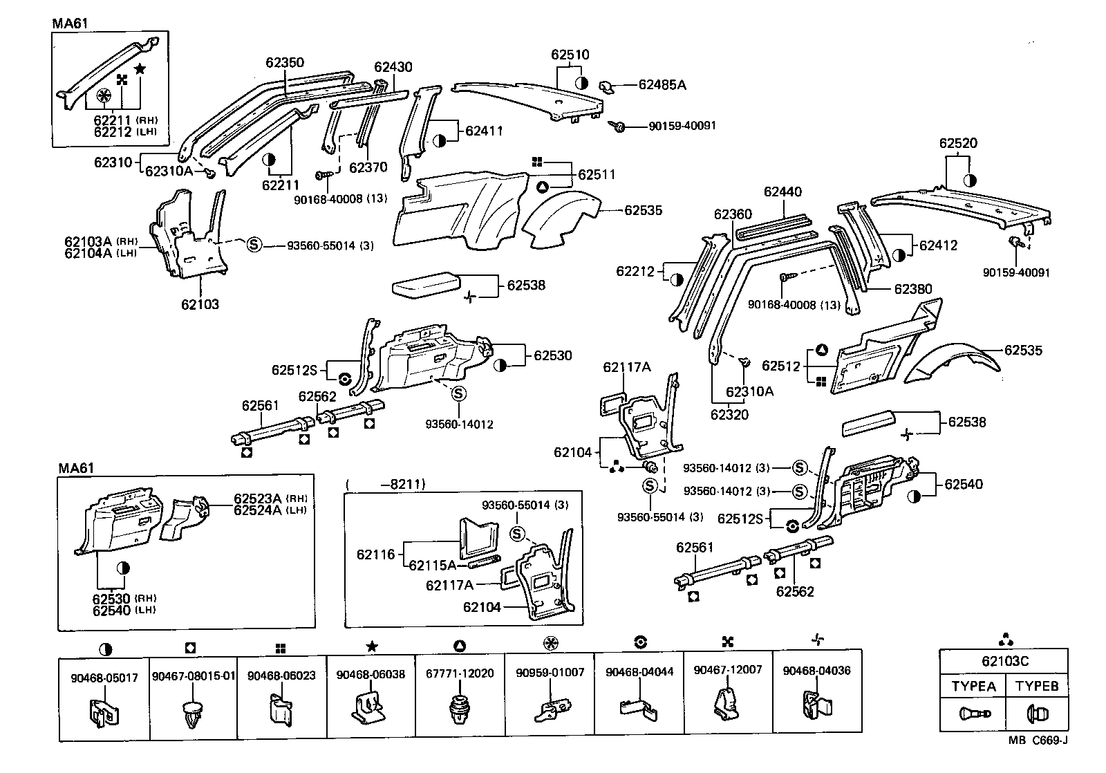  CELICA |  INSIDE TRIM BOARD DOOR OPENING TRIM MOULDING
